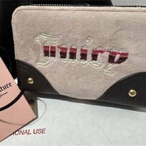 NWT Juicy Couture Retro Vibe Medium Double Zip Around Wallet -Dusty Blush Velour